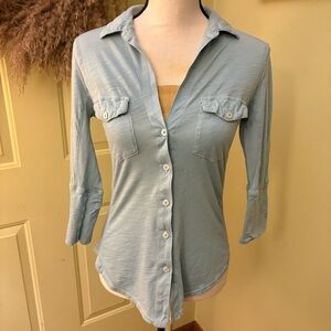 JAMES PERSE Sky Blue Slub Cotton Button Down size 1